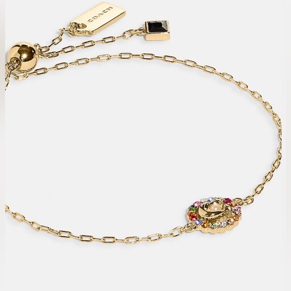 NWT Coach Signature Multicolor Crystal Slider Bracelet - Picture 1 of 4